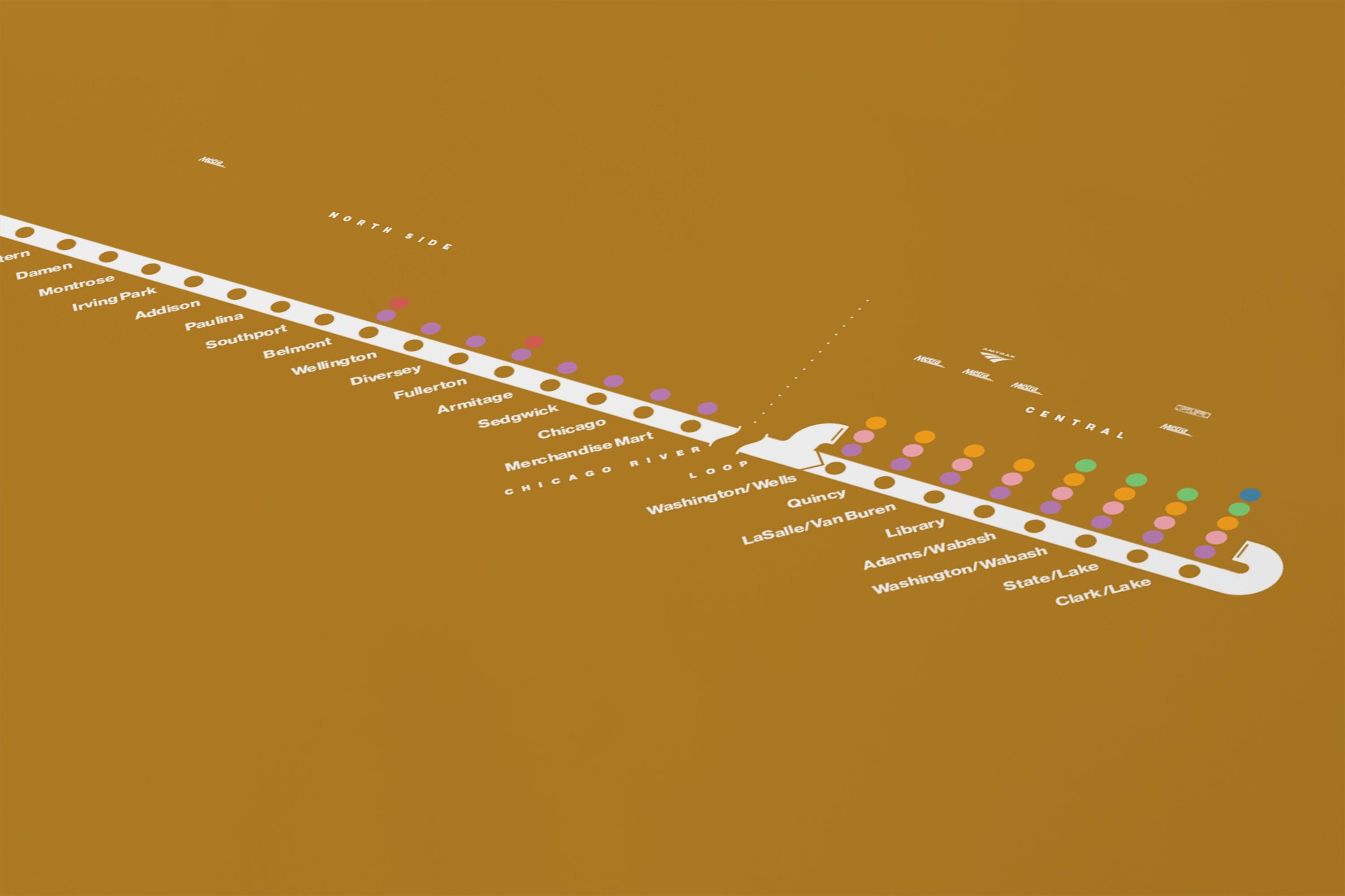 Chicago L Brown Line Map / CTA Train / Minimal Poster Print / Subway ...