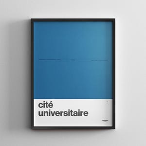Cité Universitaire Station / Paris RER / Metro Minimal Poster Druck / U-Bahn Stil Wand Kunst / Wohndekor / Rahmen Reisegeschenk / Zugschild