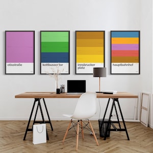 U-Bahn S-Bahn Station / Berlin Munich Germany / Minimal Poster Print / Subway Style Wall Art / Canvas Home Decor / Black Frame Travel Gift