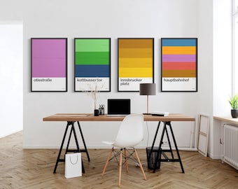 U-Bahn S-Bahn Station / Berlin Munich Germany / Minimal Poster Print / Subway Style Wall Art / Canvas Home Decor / Black Frame Travel Gift