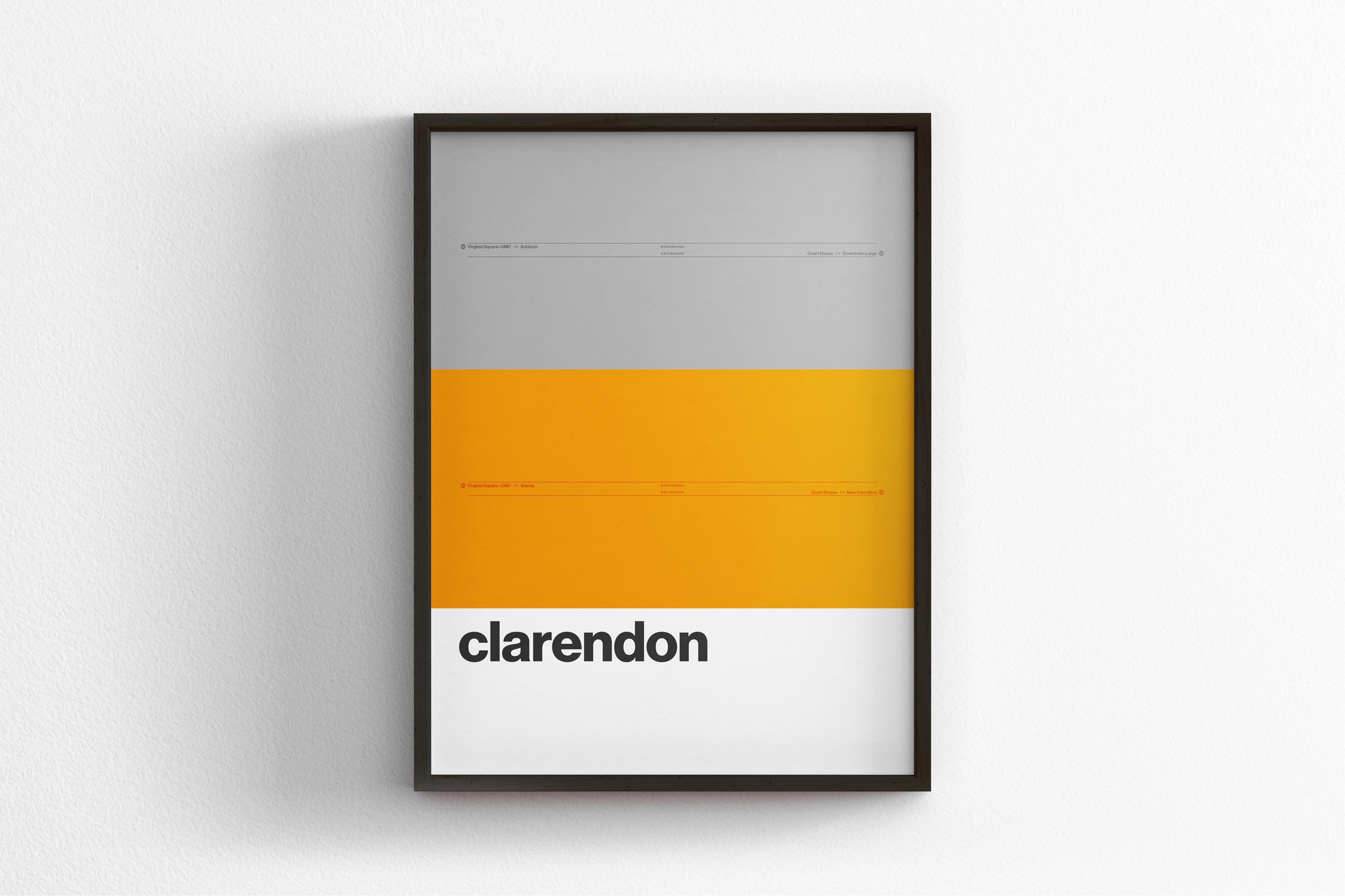 Clarendon Station / Washington DC Metro / Minimal Poster Print / Subway Style Wall Art / Canvas Home Decor / Urban Travel Gift
