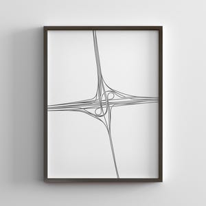 Highway 401-Don Valley Parkway wegenkaart lijntekeningen / Toronto Canada / minimale posterafdruk / Canvas woondecoratie esthetiek / ingelijste reiscadeau
