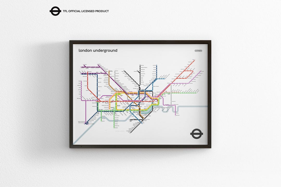 London Underground Horizontal Light Mode Tube Map / Minimal Poster