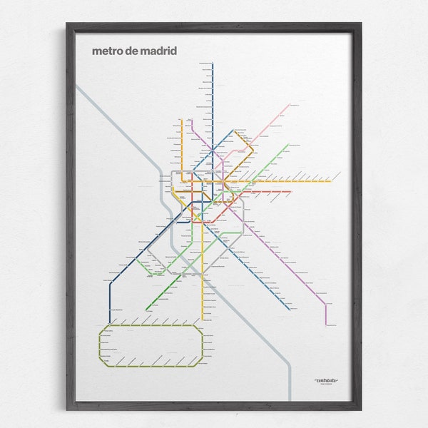 Madrid Metro Map / Spain / Minimal Poster Print / Subway Style Wall Art / Canvas Home Decor / Black Frame Travel Gift / Europe Railway