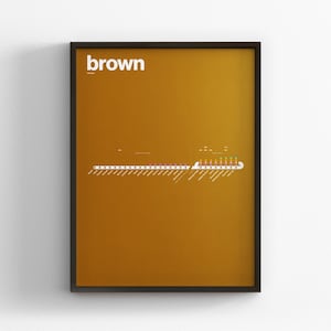 Mapa da Linha Marrom do Metrô de Chicago / Trem CTA / Impressão de Pôster Minimalista / Arte de Parede Estilo Metrô / Decoração em Tela / Presente de Viagem com Moldura / Sinalização Ferroviária