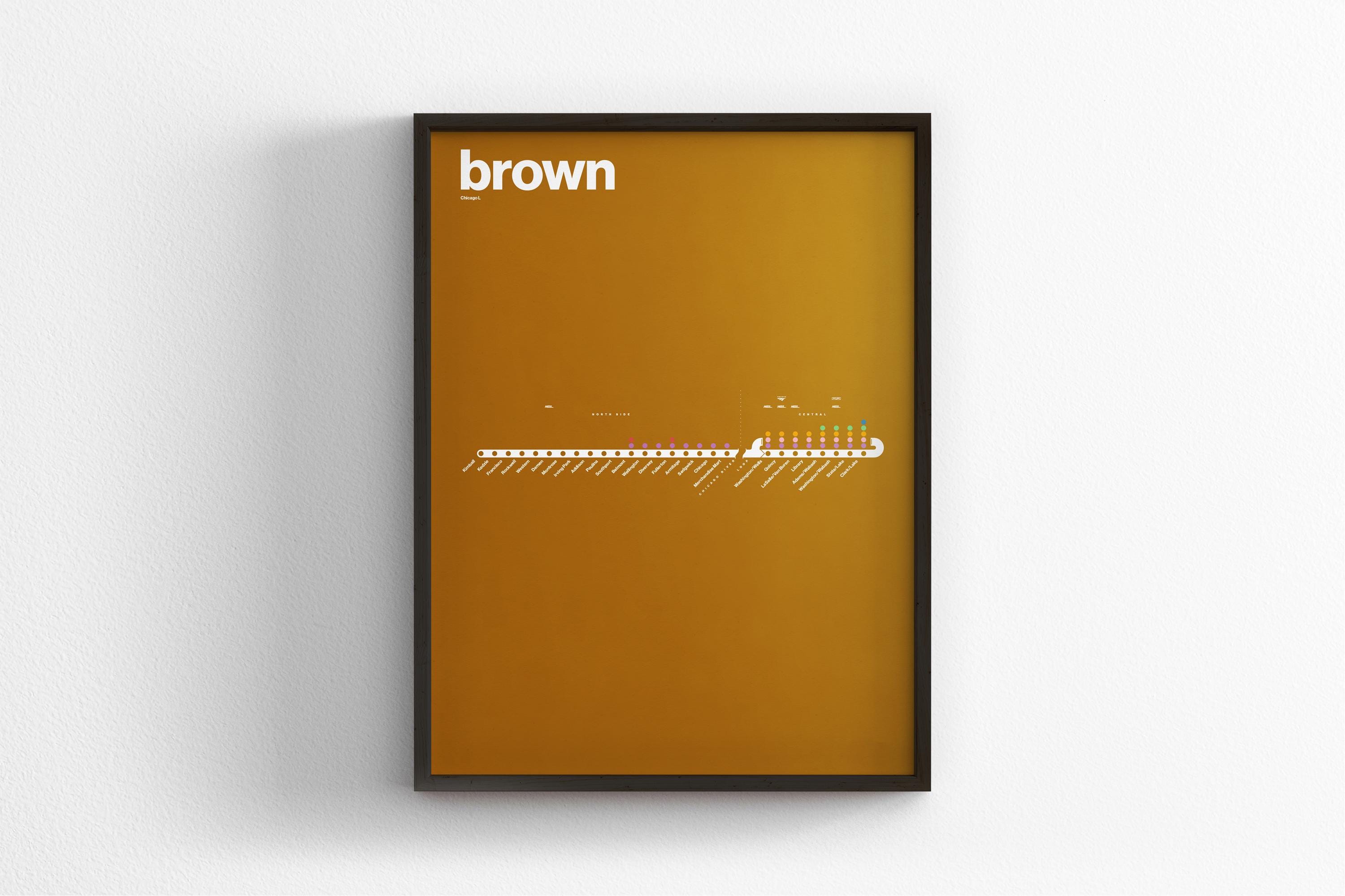 Chicago L Brown Line Map / CTA Train / Minimal Poster Print / Subway ...