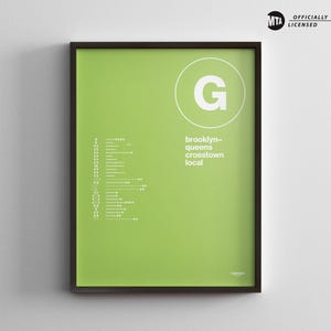 NYC G Train Map Einfarbig / Minimal Poster Druck / New York City Subway Style Wand Kunst / Leinwand Dekor Home Decor / Geschenk