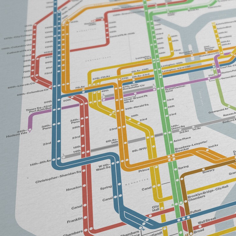 New York City Subway Map / NYC / Minimal Poster Print / Subway | Etsy