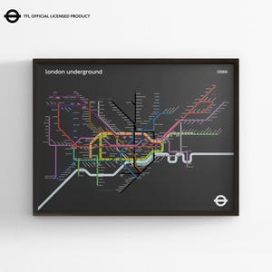 ロンドン地下鉄 横長ライトモード 地下鉄路線図 / ミニマルポスター