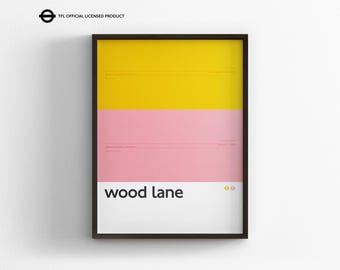 Wood Lane Station Print, London Underground Wall Art, Minimal Tube Poster, Framed Transit Decor