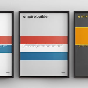 Carte Amtrak Empire Builder / Impression d'affiche minimale / Chicago Heritage Rail / Art mural style métro / Décoration d'intérieur sur toile / Cadeau de voyage pour enseigne