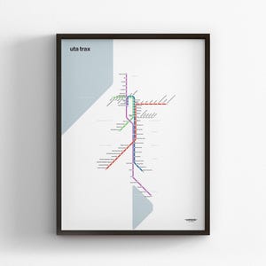 Mapa de Utah Trax, modo de luz claro, impresión minimalista, lienzo decorativo para el hogar, regalo de viaje enmarcado, arte mural estilo metro, señal de tránsito del metro