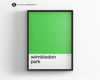 Wimbledon Park Station Print, London Underground Wall Art, Minimal Tube Poster, Framed Transit Decor
