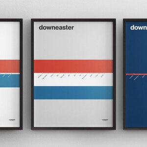 Mapa Downeaster Amtrak / Impressão mínima de pôster / Boston Portland / Arte de parede estilo metrô / Decoração de casa em tela / Presente de viagem emoldurado