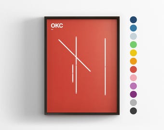OKC Airport Runway Art Print: Minimalist Aviation Travel Poster