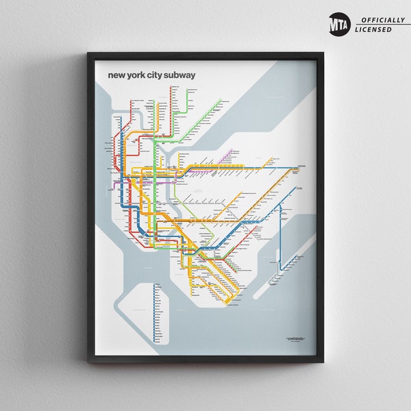 New York City Subway Map / NYC / Minimal Poster Print / Subway Style Wall Art / Canvas Home Decor / Black Frame Travel Gift