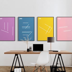 Airport Runway Minimal Poster Druck / Farboptionen / Minimalistisches Design Wand Kunst / Leinwand Wohnkultur / Schwarzer Rahmen Reise Geschenk / Luftfahrt