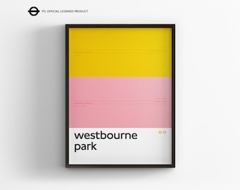 Westbourne Park Station Print, London Underground Wall Art, Minimal Tube Poster, Framed Transit Decor