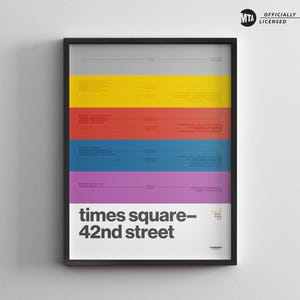 Estación de la calle 42 de Times Square / Metro de la ciudad de Nueva York / Impresión de póster minimalista de la ciudad de Nueva York / Letrero de arte de pared / Decoración del hogar en lienzo / Regalo de viaje enmarcado