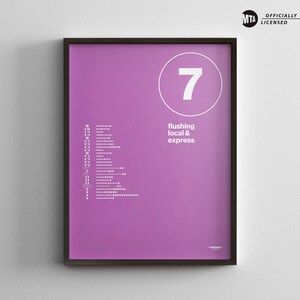 NYC 7 Train Map Einfarbig / Minimal Poster Druck / New York City Subway Style Wand Kunst / Leinwand Dekor Home Decor / Geschenk