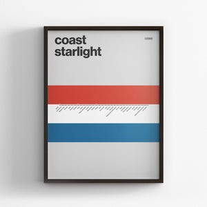 Amtrak Coast Starlight Map: Minimal Subway Style Wall Art