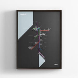 Mapa de Utah Trax, modo oscuro y claro, impresión minimalista, lienzo decorativo para el hogar, regalo de viaje enmarcado, arte mural estilo metro, señal de tránsito del metro
