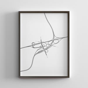 PA Turnpike Mid-County Road Map Line Art / I-276 Philadelphia / Minimal Poster / Leinwanddruck Ästhetik / Gerahmtes Reisegeschenk