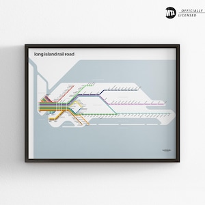 LIRR, Light Mode Map, Minimal Poster, Leinwand Wohnkultur, gerahmtes Reisegeschenk, U-Bahn Style Wandkunst, U-Bahn Schild