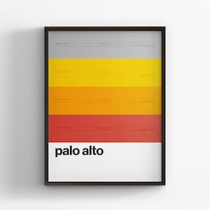 Palo Alto Station / Caltrain / California Commuter Rail / Minimal Poster Print / Canvas Wall Art / Home Decor / Black Frame Travel Gift