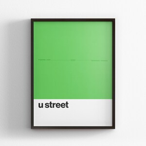 U Street Station / Washington DC Metro / Minimal Poster Druck / Subway Style Wand Kunst Zeichen / Leinwand Dekor / Schwarzer Rahmen Reise Geschenk