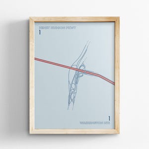 Rausschmeißer NJ Turnpike Karte, Retro-Stil Wandkunst, Leinwand Wohnkultur, gerahmt Reisegeschenk, Minimal Poster Druck, Landstraße Schild Road Trip