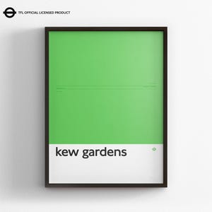 Kew Gardens Station / Londoner U-Bahn / Tube Map Minimal Poster Druck / U-Bahn Stil Wand Kunst / Leinwand Dekoration / Geschenk für Frauen