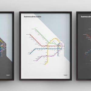 Buenos Aires Subte Karte / Argentinien Untergrund Poster / Kunst Poster / Haus Dekoration / Schwarzer Rahmen Reisegeschenk