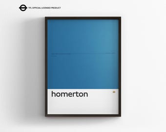 Affiche de la gare d'Homerton (Overground), décoration murale du métro londonien, poster minimaliste du métro, décoration encadrée pour les transports en commun