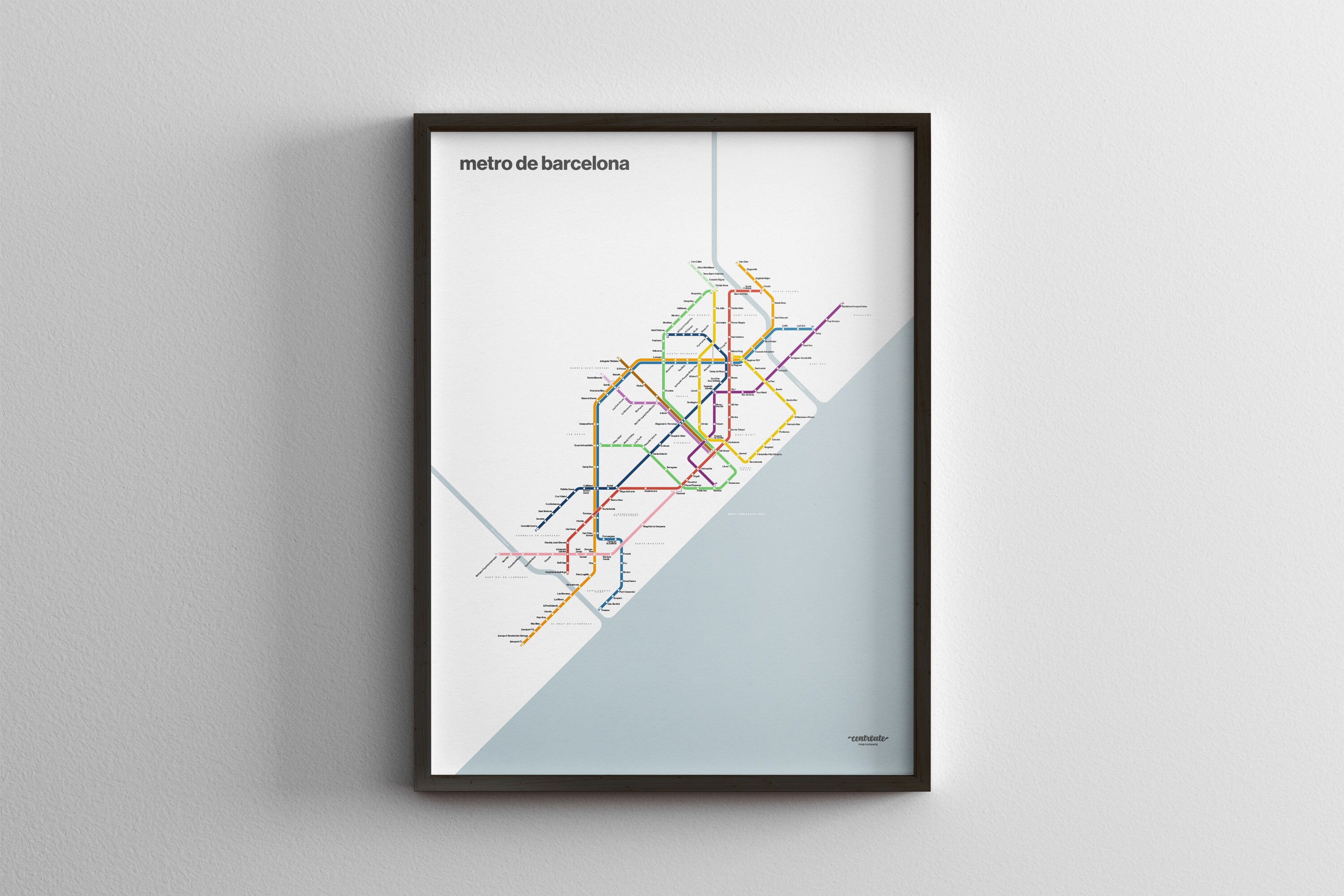 Barcelona Metro Map  Spain  Minimal Poster Print  Subway Style Wall Art   Canvas Home Decor  Black Frame Travel Gift - Etsy