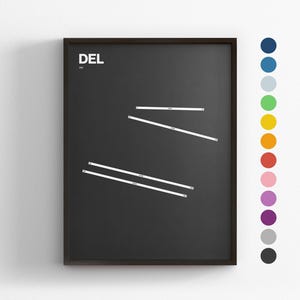 Pistas DEL, Aeropuerto Internacional Indira Gandhi, Impresión minimalista de póster, Decoración en lienzo para el hogar, Regalo de viaje enmarcado, Arte mural de aviación, Letrero de mapa de tránsito