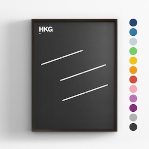 HKG Runways, Hong Kong Intl. Airport, Minimal Poster Druck, Leinwand Wohnkultur, gerahmt Reise Geschenk, Luftfahrt Wandkunst, Übergang Karte Zeichen