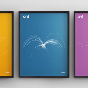 Flughafen Flugweg Minimal Poster Druck / Farboptionen / Minimalistische Wand Kunst / Leinwand Wohnkultur / Schwarzer Rahmen Reise Geschenk / Luftfahrt