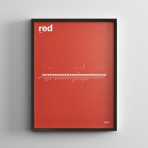 DC Metro Red Line / Washington DC / Minimal Karte / Poster / Wandbild im U-Bahn-Stil / Leinwand Dekor / Rahmen Geschenk / Eisenbahnschild