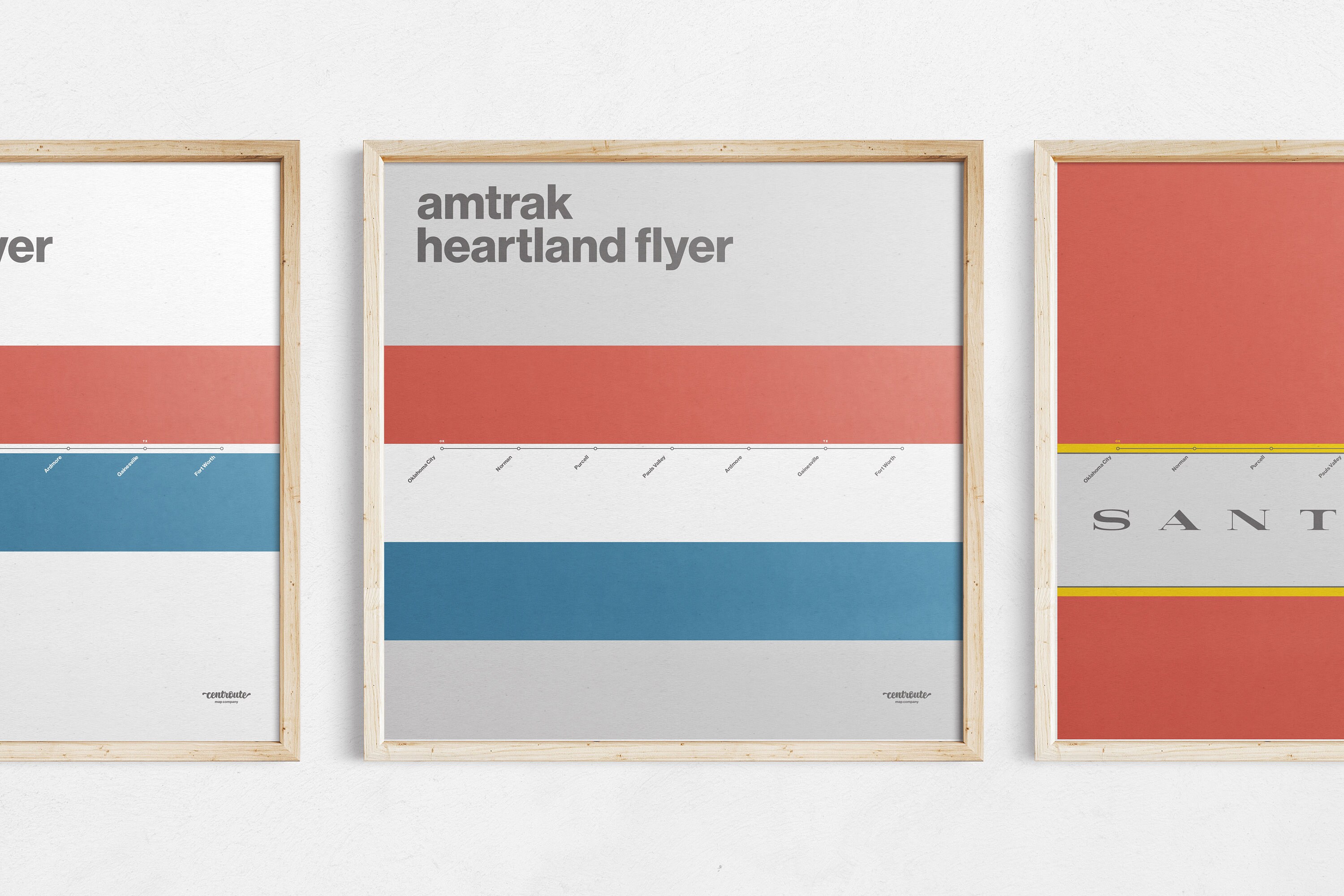 Heartland Flyer Amtrak Map / Texas Oklahoma / Minimal Poster Etsy