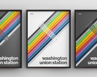 Washington Union Station / DC / Northeast Corridor Map / Minimal Poster Print / Amtrak Wall Art / Canvas Home Decor / Framed Travel Gift