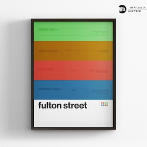 Fulton Street Station, NYC Subway, Minimal Poster Print, Canvas Home Decor, Framed Travel Gift, Subway Style Wall Art, Metro Transit Sign