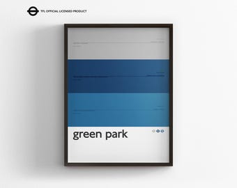 Green Park Station / London Underground / Tube Map Minimal Poster Print / Subway Style Wall Art / Canvas Home Decor / Framed Travel Gift