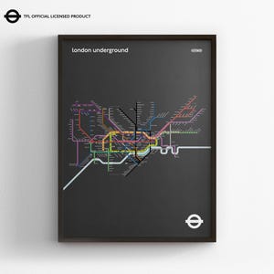 Londoner U-Bahn Tunnel Karte / Minimal Poster / U-Bahn Stil Wand Kunst / Leinwand Wohnkultur Zeichen / Gerahmtes Reisegeschenk