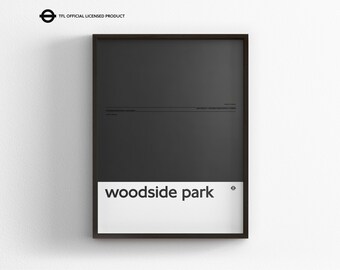 Woodside Park Station Print, London Underground Wall Art, Minimal Tube Poster, Framed Transit Decor