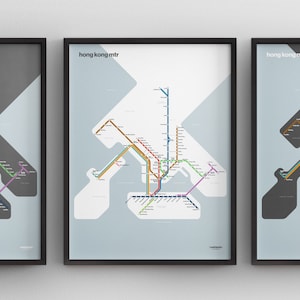 Hong Kong MTR Map / mai 鐵 / bezug auf die MTR Karte / Mass Übergang Bahn / Minimal Poster / U-Bahn Wand Kunst / Leinwand Dekoration / Schwarzer Rahmen Reise Geschenk
