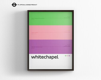 Whitechapel Station Print, London Underground Wall Art, Minimal Tube Poster, Framed Transit Decor