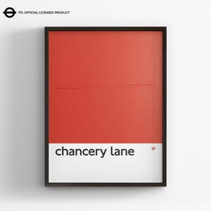 Póster minimalista de la estación Chancery Lane, metro de Londres, mapa del metro, arte de pared estilo metro, decoración del hogar en lienzo, regalo de viaje enmarcado