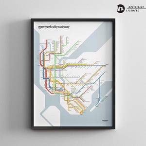 Metrokaart New York City 1997 / Minimale posterafdruk NYC / jaren 90 metrostijl muurkunst / Decor canvas / Spoorweg 90 ingelijst reiscadeau