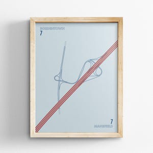 Exit 7 New Jersey Turnpike Karte, Retro Stil Wand Kunst, Leinwand Dekoration, gerahmt Reisegeschenk, Minimal Poster Druck, Landstraße Schild, Road Trip